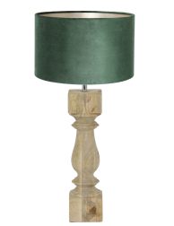 Houten tafellamp met groene lampenkap-8359BE