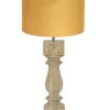 Houten tafellamp met okergele lampenkap-8362BE