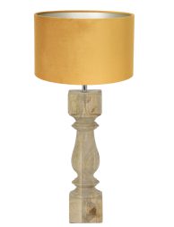 Houten tafellamp met okergele lampenkap-8362BE