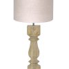 Houten tafellamp met landelijke beige kap-8364BE