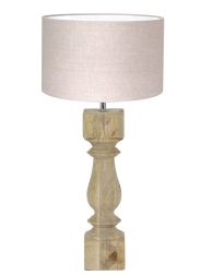 Houten tafellamp met landelijke beige kap-8364BE