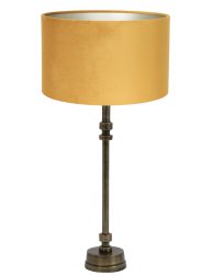 Bronskleurige lampenvoet met gele kap-8390BR