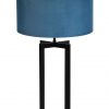Vensterbanklamp met blauwe velvet kap-8456ZW