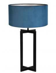 Vensterbanklamp met blauwe velvet kap-8456ZW