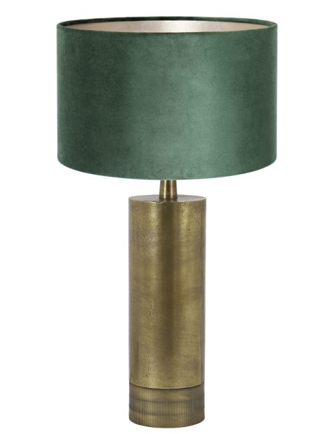 Gouden tafellamp met groene velours kap-8415BR