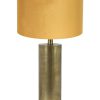 Gouden schemerlamp met okergele kap-8418BR