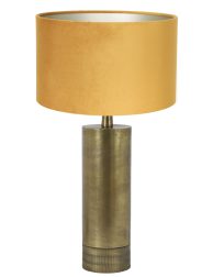 Gouden schemerlamp met okergele kap-8418BR