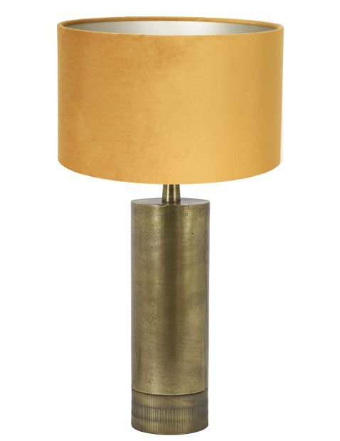 Gouden schemerlamp met okergele kap-8418BR