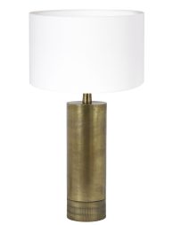 Gouden tafellamp met witte kap-8419BR