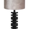 Tafellamp schijf met grijze velvet kap-8436ZW