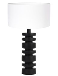 Schemerlamp schijf met witte linnen kap-8438ZW