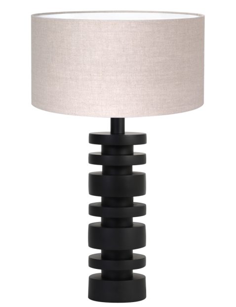 Schemerlamp schijf met beige linnen kap-8439ZW