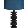 Schijven lampenvoet met blauwe velvet kap-8442ZW