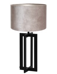 Zwart frame tafellamp met zilveren kap-8458ZW