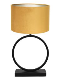 Ronde lampenvoet met okergele kap-8481ZW