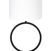 Ronde schemerlamp met witte linnen kap-8482ZW