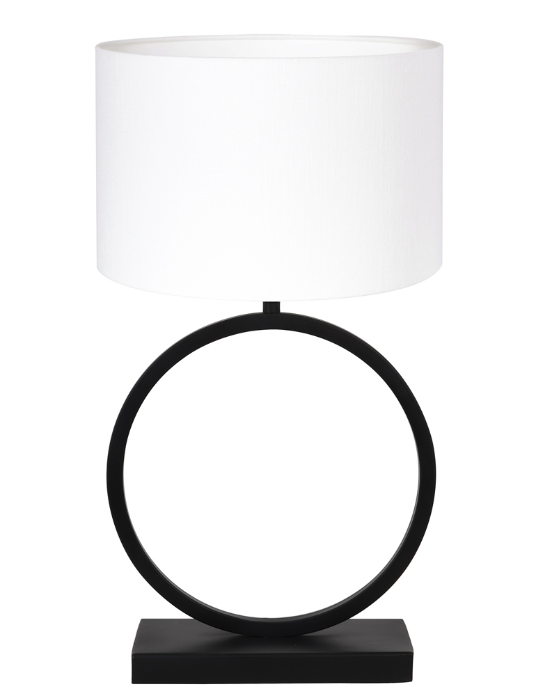 Het hotel zebra snap Ronde schemerlamp met witte linnen kap Light & Living Liva zwart -  Directlampen.nl