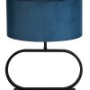 Tafellamp met ovale voet en blauwe kap-7107ZW