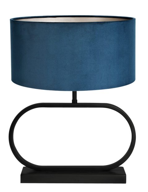 Tafellamp met ovale voet en blauwe kap-7107ZW