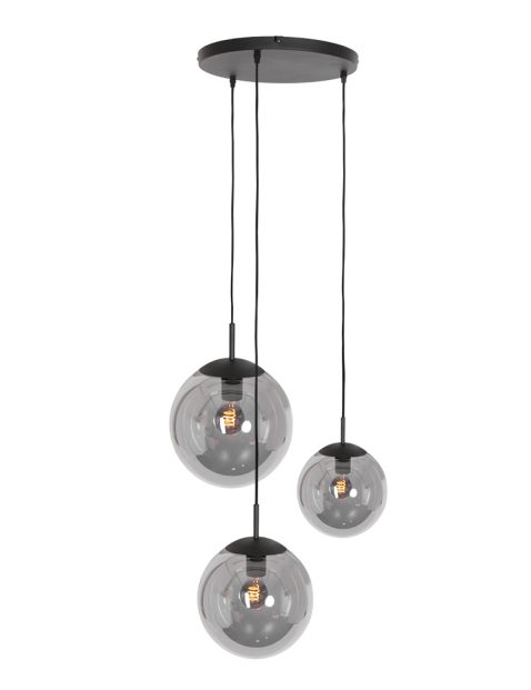 Drielichts rookglazen bollamp-3123ZW