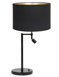 Zwarte tafellamp met kantelbaar spotje-8326ZW