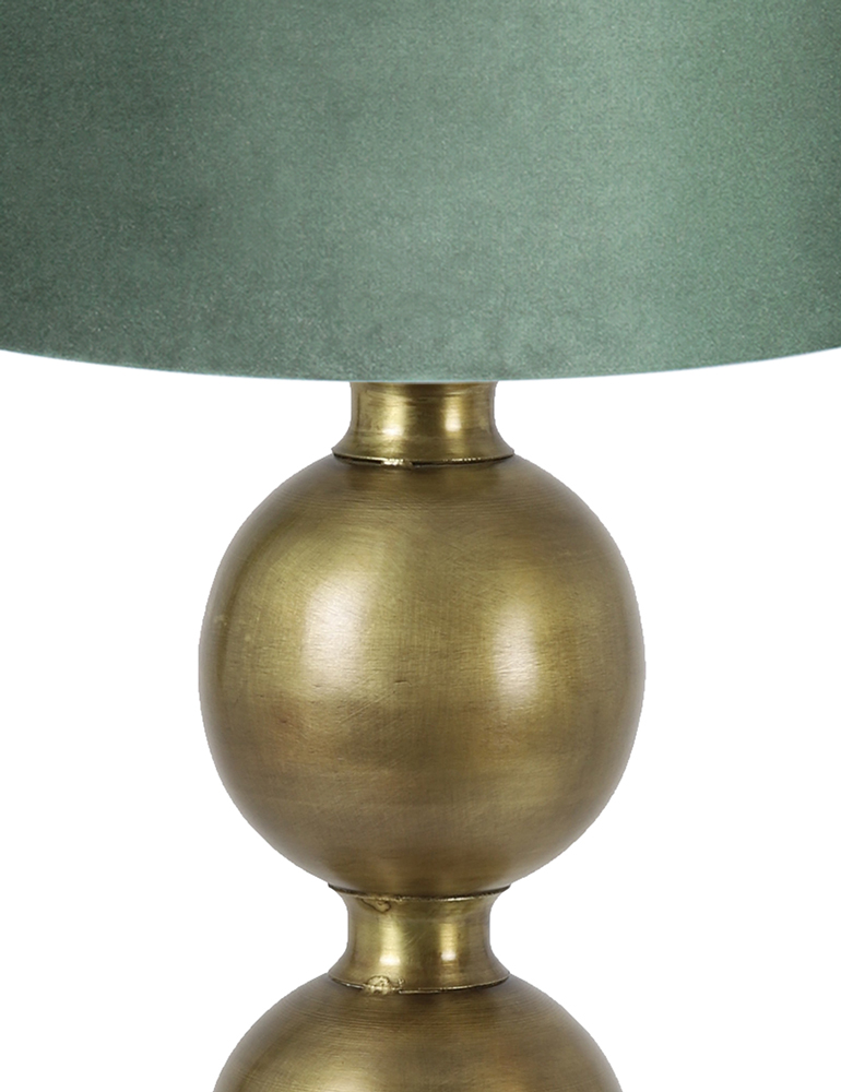 Gouden tafellamp met groene kap & Living Jadey - Directlampen.nl