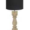 Houten tafellamp met zwarte lampenkap-8361BE