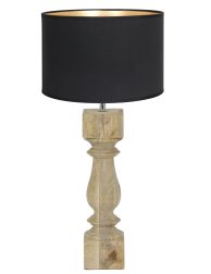 Houten tafellamp met zwarte lampenkap-8361BE