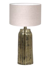 Gouden lampenvoet met beige kap-8385GO