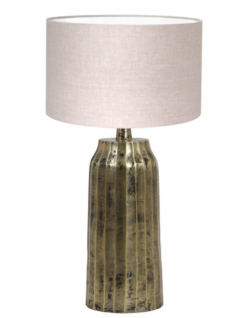 Gouden lampenvoet met beige kap-8385GO