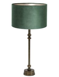 Bronzen voet met groene lampenkap-8387BR