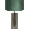 Zilveren tafellamp met groene velvet kap-8415ZW