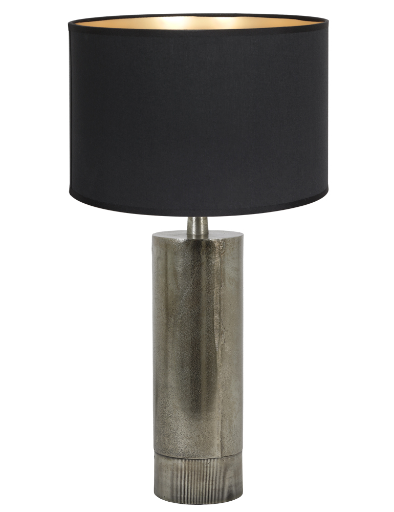 Zilveren tafellamp zwarte kap met gouden binnenzijde-8417ZW