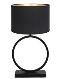 Ronde lampenvoet met zwart kap-8480ZW