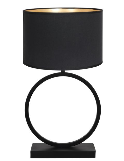 Ronde lampenvoet met zwart kap-8480ZW