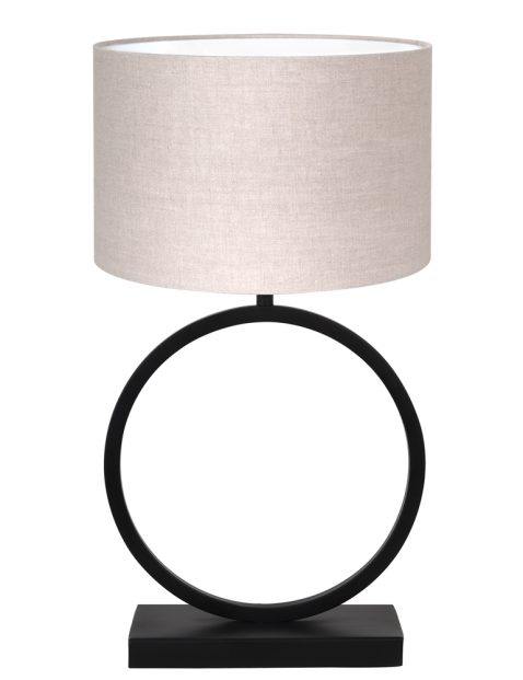 Ronde schemerlamp met beige linnen kap-8483ZW