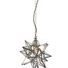 Bronzen stervormige hanglamp met glas-3301BR