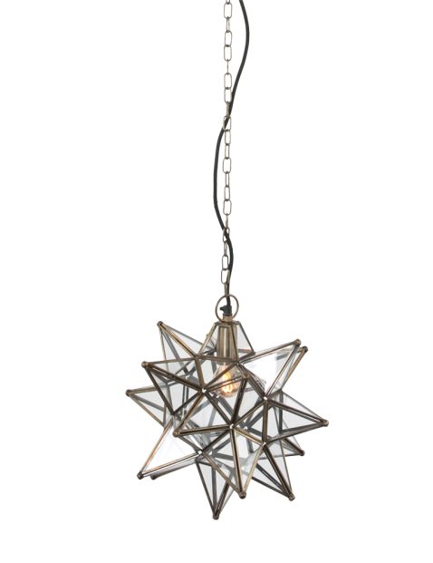 Bronzen stervormige hanglamp met glas-3301BR