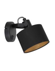 Arthur Conan Doyle Proportioneel gezagvoerder Zwarte wandlamp met stoffenkap Mexlite Ornoir - Directlampen.nl