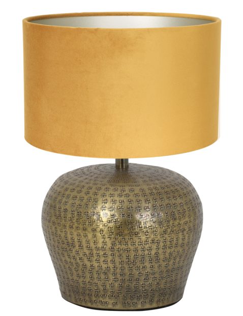 Ronde tafellamp met okergele kap-7018BR