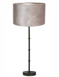 Tafellamp met velours zilveren kap-7030ZW