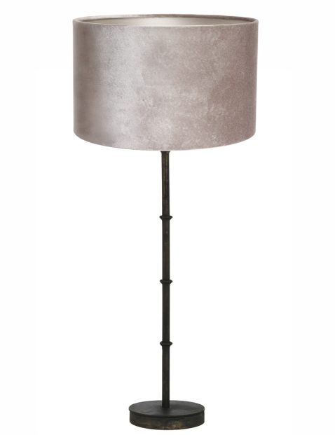 Tafellamp met velours zilveren kap-7030ZW