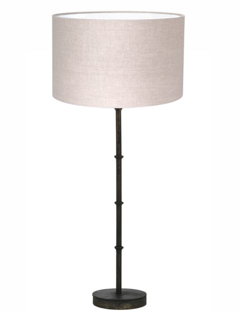 Zwarte tafellamp met beige kap-7033ZW
