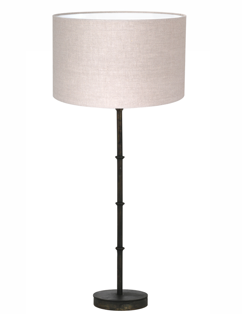 Klassieke tafellamp stoffen beige Light & Living Phuket zwart - Directlampen.nl