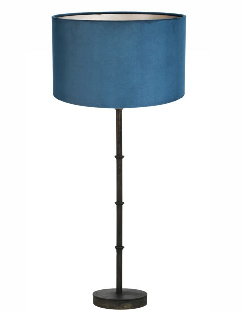 Tafellamp met velours blauwe kap-7034ZW