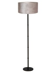Vloerlamp met velours zilveren kap-7035ZW