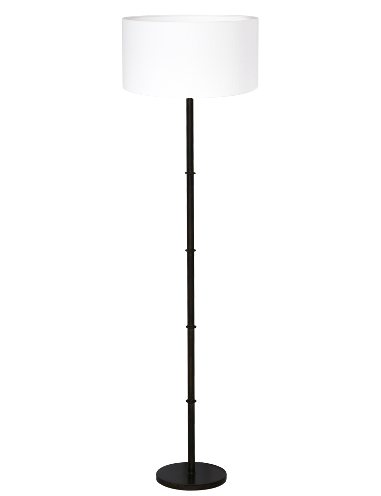 Smalle vloerlamp met witte kap & Living Phuket zwart - Directlampen.nl