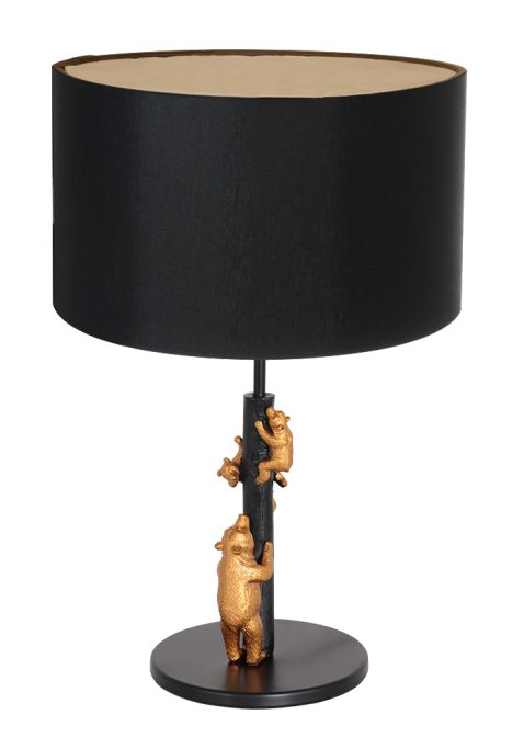 Zwart met gouden berenlamp-7203ZW