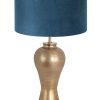 Bronzen lampenvoet met blauwe kap-7306BR