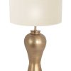 Vaaslamp met witte stoffen kap-7308BR